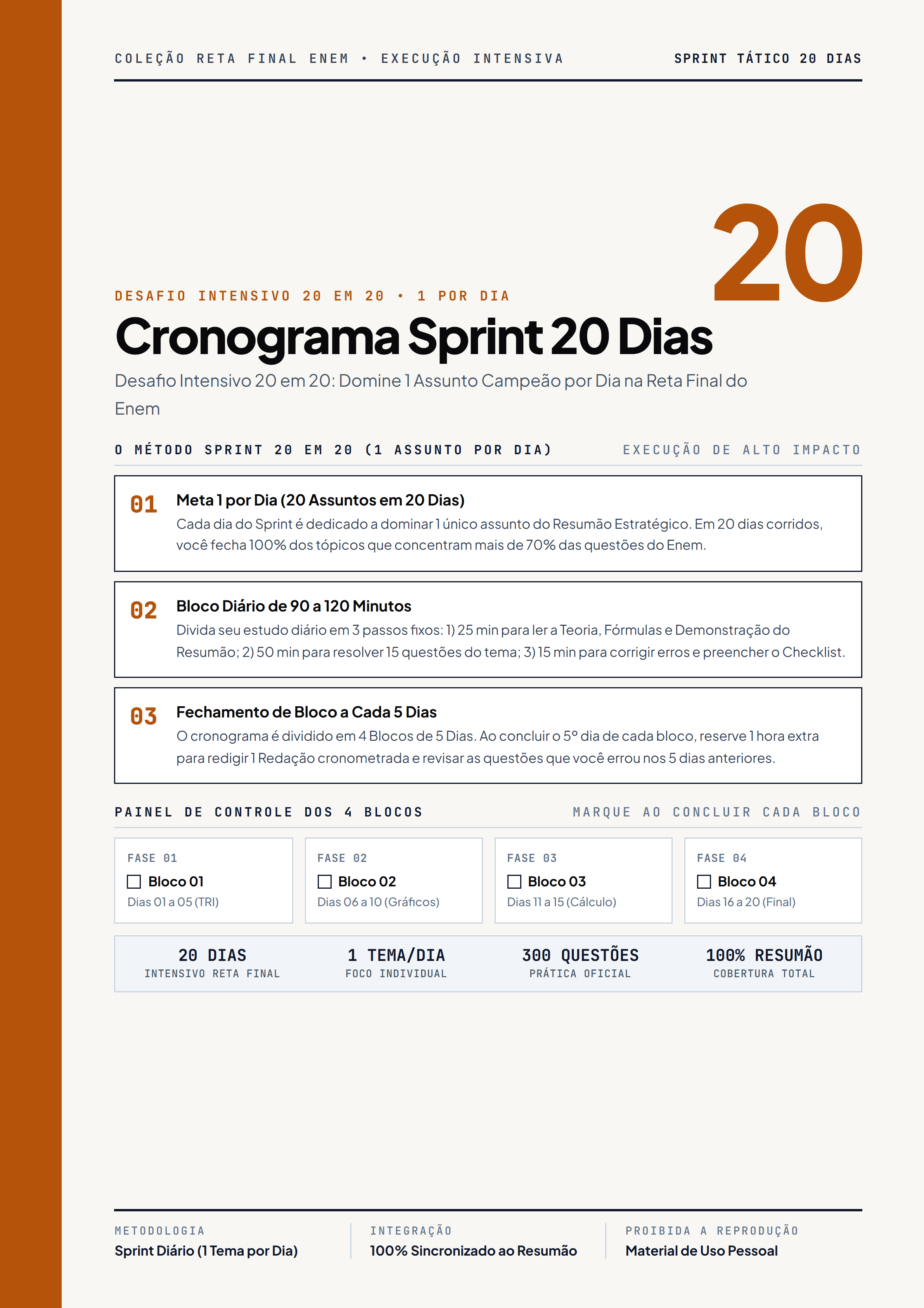 Capa Cronograma Sprint Intensivo de 20 Dias